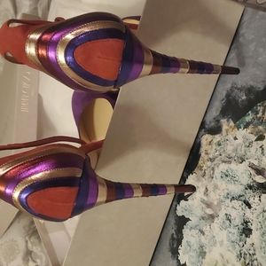 Jimmy Choo Suede Mettalic Nappa size 10.5 150mm